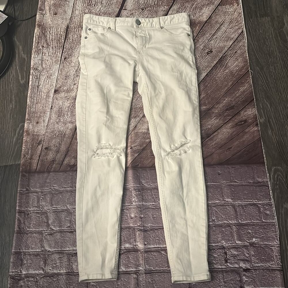 Free People White Skinny Denim Jeans Casual 27 Classic Boho Festival Costal - Picture 3 of 8